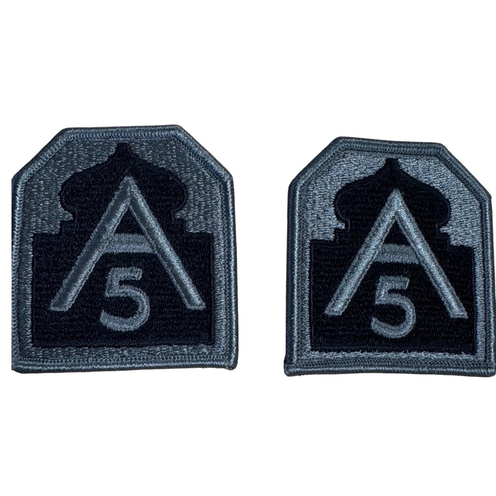US Army 5th Army Northern Command Subdued Hook Loop‎ Patches Set of 2 Green